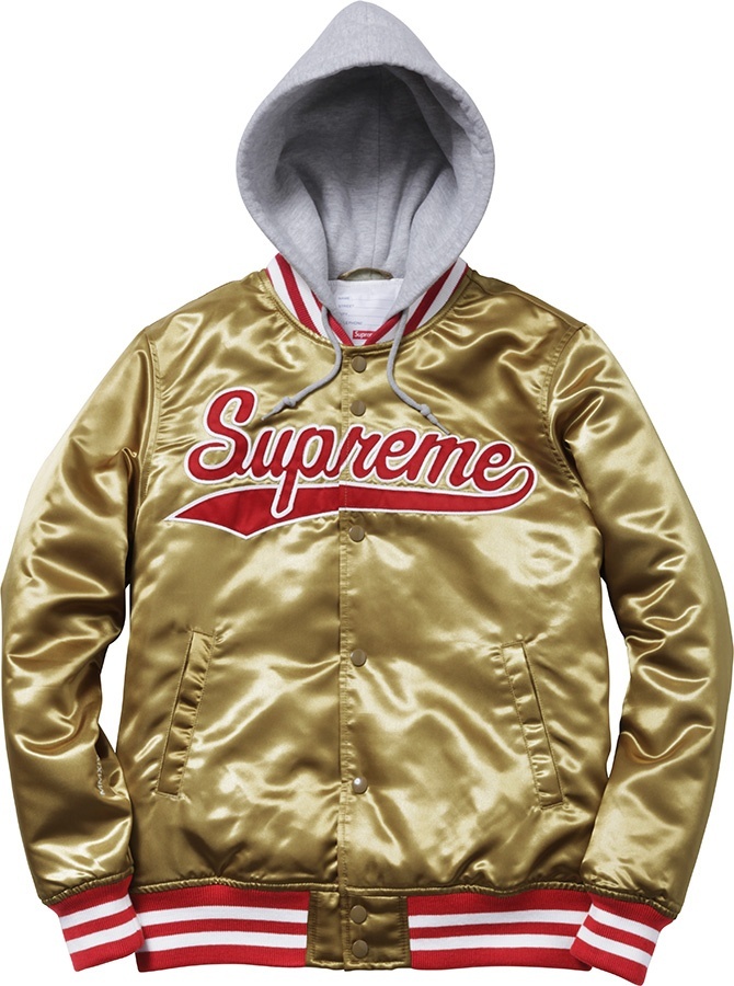 Hooded Satin Varsity Jacket view 2